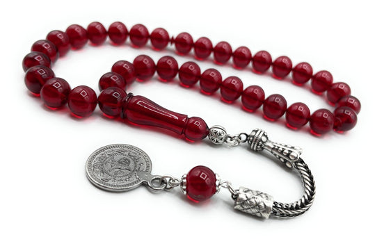 TMN | Kırmızı Ateş Kehribar I 33 Habbe I Kutu & Özel Yazı Dahil