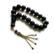 TMN I Oltu Tesbih I Siyah Maskot I 925 Ayar Gümüş Zirkon Püskül