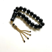 TMN I Oltu Tesbih I Siyah Maskot I 925 Ayar Gümüş Zirkon Püskül