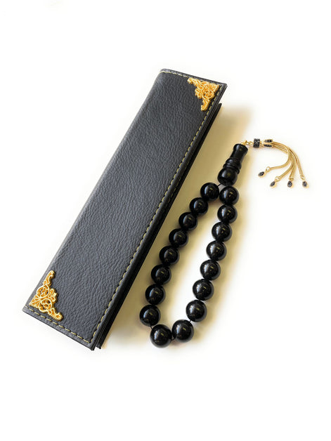 TMN I Oltu Tesbih I Siyah Maskot I 925 Ayar Gümüş Zirkon Püskül