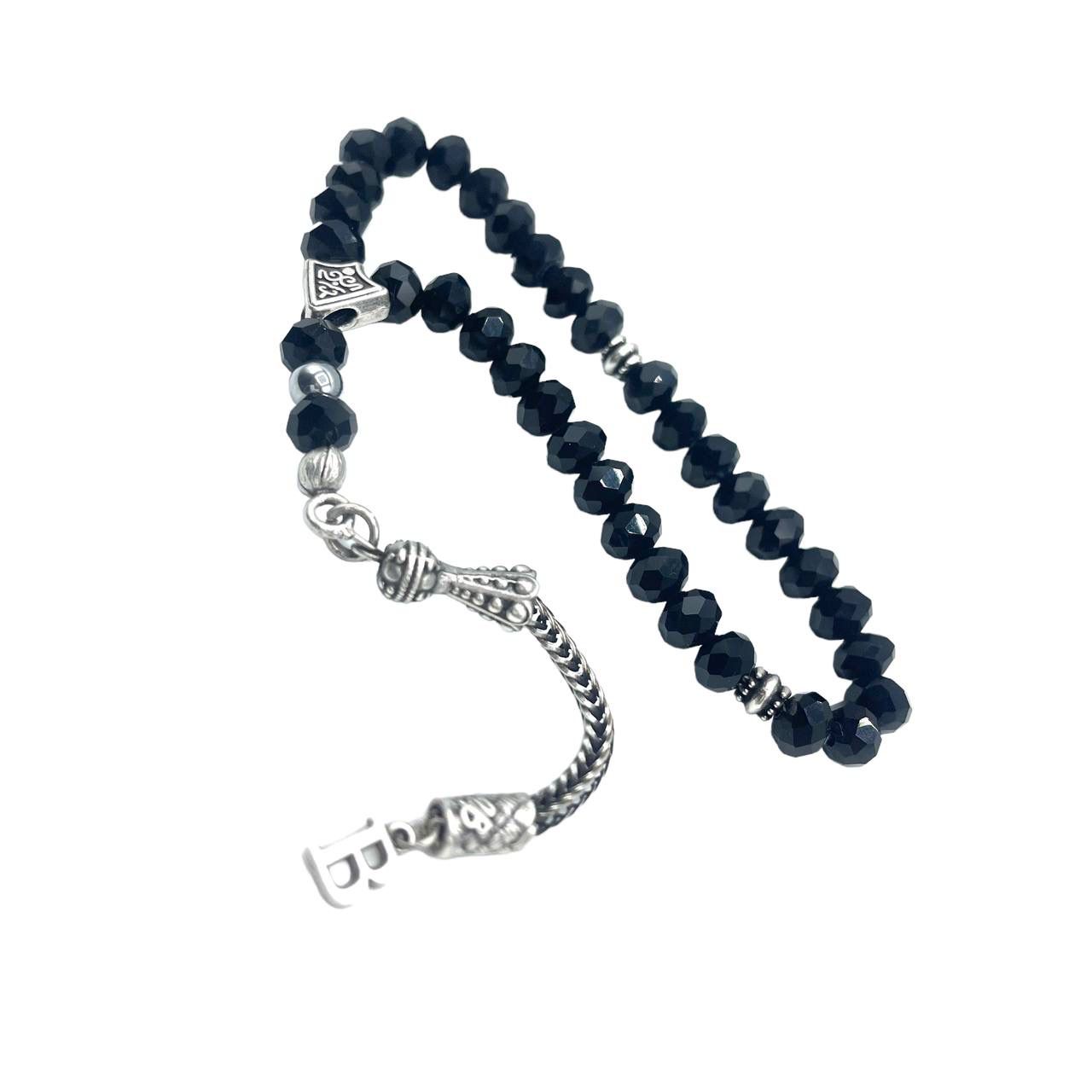 TMN | Personalisierte Gebetskette aus 33 Perlen | Schwarze Tesbih Kette mit Buchstaben Anhânger | Glücksbringer Autoschmuck | Idee Führerschein bestanden Geschenk