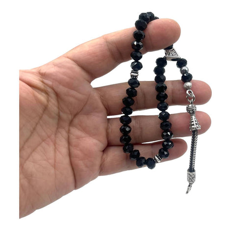 TMN | Personalisierte Gebetskette aus 33 Perlen | Schwarze Tesbih Kette mit Buchstaben Anhânger | Glücksbringer Autoschmuck | Idee Führerschein bestanden Geschenk