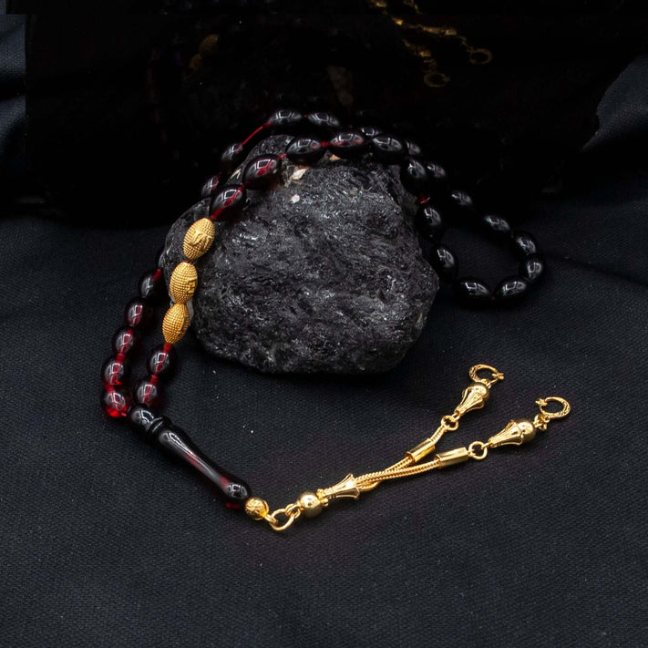 TMN I Ateş Kehribar Tesbih I Altın Püskül - Tesbih Mit Namen