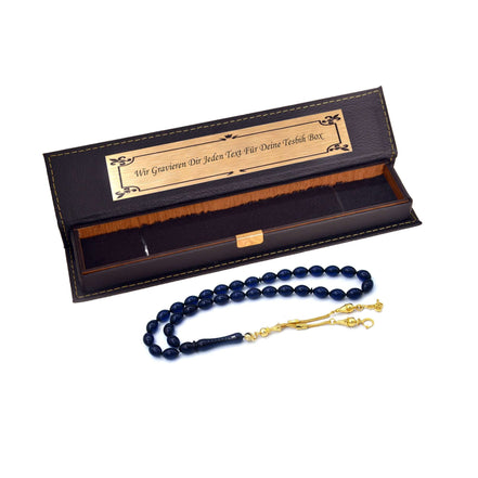 TMN I Mavi Ateş Kehribar Tesbih Modeli I Altın Püskül - Tesbih Mit Namen