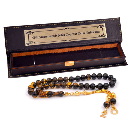 TMN I Ateş Kehribar I Harf Seçenekli I Gümüş - Tesbih Mit Namen