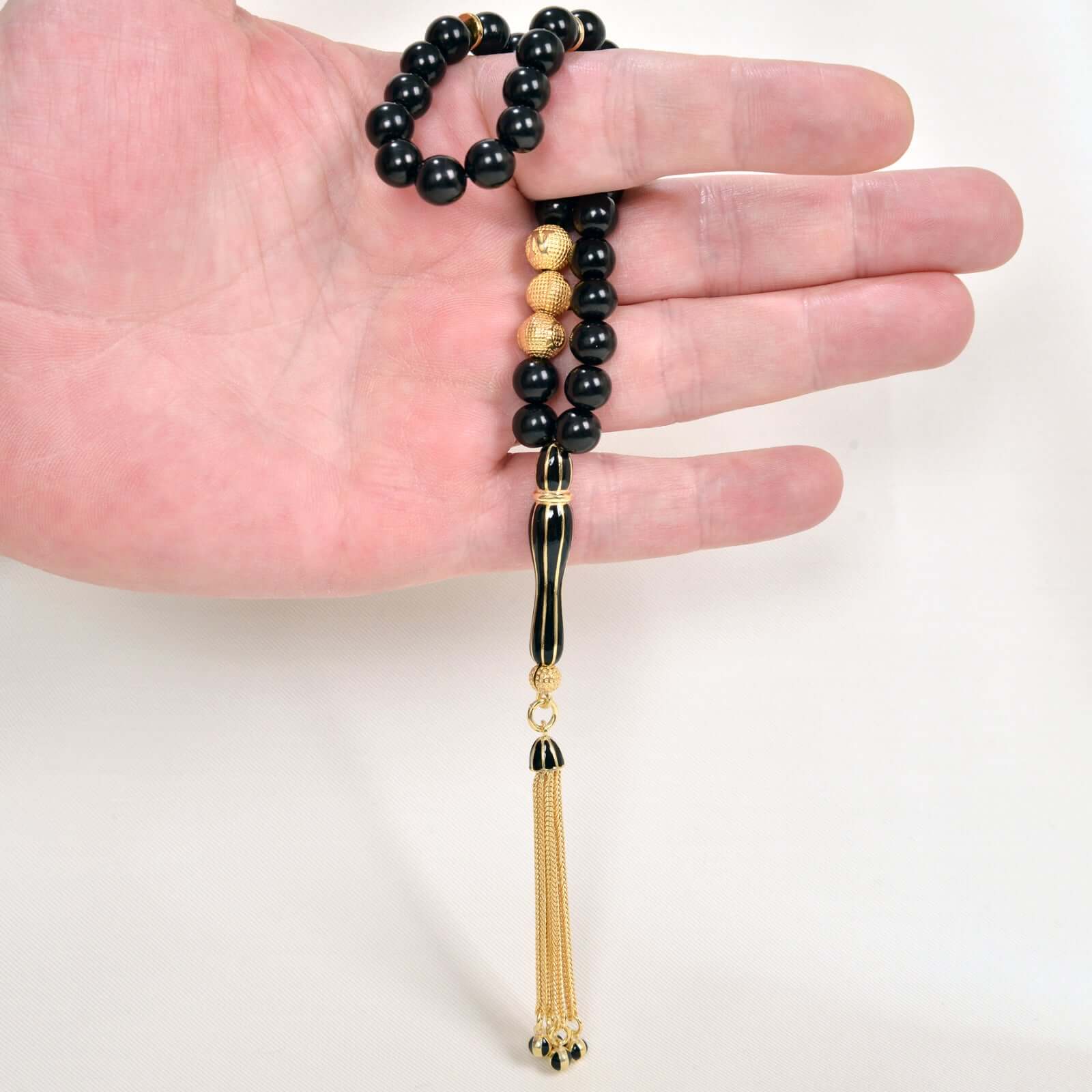 Tesbih Gebetskette - Oltu Stein - 925er echt Silber Quaste - Tesbih Mit Namen